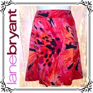 LANE BRYANT ⭐️ Pink Watercolor Cotton Panel Skirt